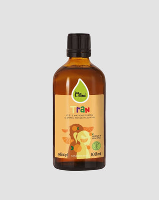 Tran pre deti s vysokým obsahom vitamínov a omega-3 s pomarančovou príchuťou Olini - 1