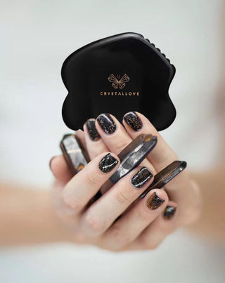 Gua sha masážna platnička na tvár s obsidiánom Crystallove - 2
