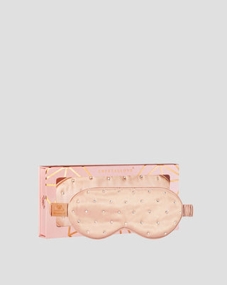 Hodvábna šatka na oči na spanie zdobená kryštálmi – rose gold Crystallove - 1