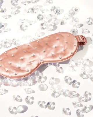 Hodvábna šatka na oči na spanie zdobená kryštálmi – rose gold Crystallove - 2