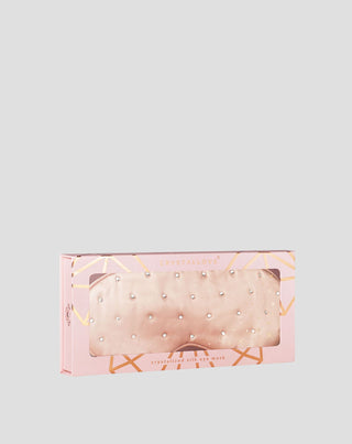 Hodvábna šatka na oči na spanie zdobená kryštálmi – rose gold Crystallove - 4