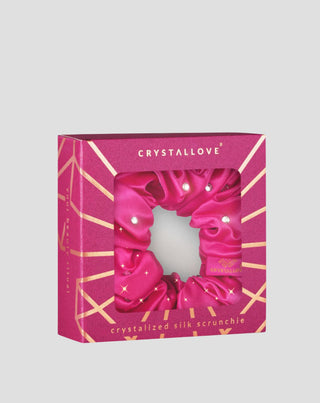 Hodvábna gumička do vlasov s kryštálmi – hot pink Crystallove - 4