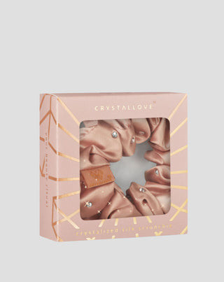 Hodvábna gumička do vlasov s kryštálmi – rose gold Crystallove - 4