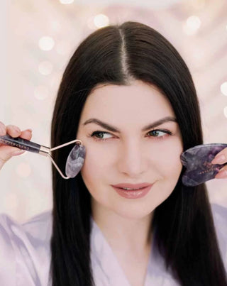 Valčekový masážny prístroj Crystallove s ametystom, kameňom harmony, upokojujúcim a upokojujúcim - 2