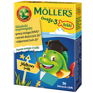 Doplnok stravy s omega-3 mastnými kyselinami Moller's fish 36 želé s príchuťou jablka