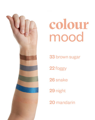 Saténový očný tieň Colour mood vo farbe oceánu s trblietavými škvrnami 28 Ocean by Paese