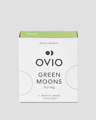 Zelené farebné kontaktné šošovky so striebornými prúžkami, nedioptrické mesačné, green moons no. 3 Ovio - 1