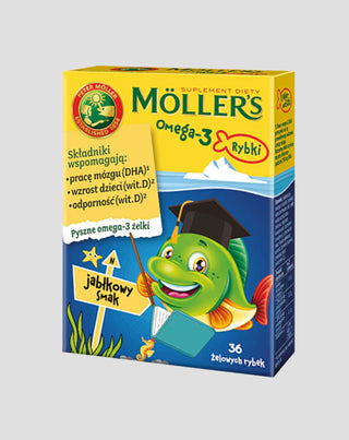 Doplnok stravy s omega-3 mastnými kyselinami Moller's fish 36 želé s príchuťou jablka - 1