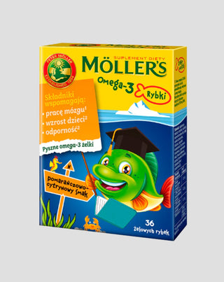 Doplnok stravy s omega-3 mastnými kyselinami Moller's fish 36 želé s príchuťou pomaranča a citróna - 1
