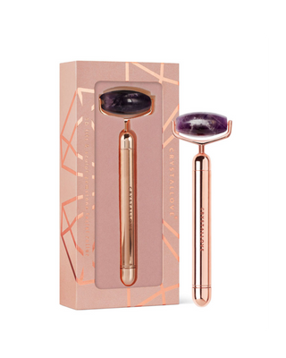 Amestistový pulzný valček na masáž tváre Rose Gold Crystallove