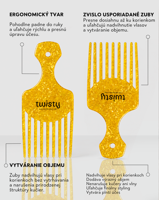 Vertikálny hrebeň na budovanie objemu a nadvihnutie kučeravých vlasów od korienkov Twisty - 2