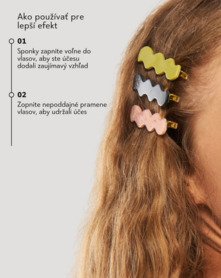 Sada vlnitých sponiek do vlasov červená, mramorová, perleťová Twisty 3 ks