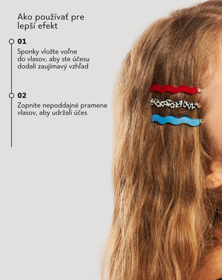 Sada vlnitých sponiek do vlasov - mramorová, perleťová, čierna Twisty 3 ks - 3