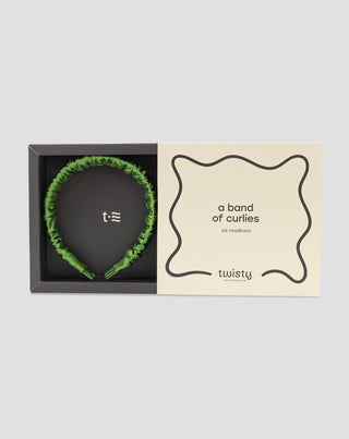Hodvábna čelenka do vlasov zo 100 % prírodného hodvábu zelená Twisty - 5