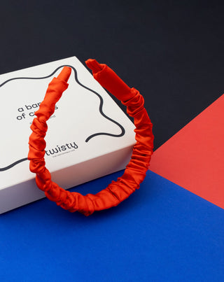 Hodvábna čelenka do vlasov zo 100 % prírodného hodvábu červená Twisty - 2