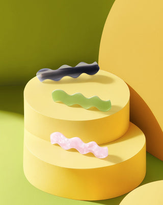 Sada vlnitých sponiek do vlasov - zelená, čierna, ružová Twisty 3 ks - 5