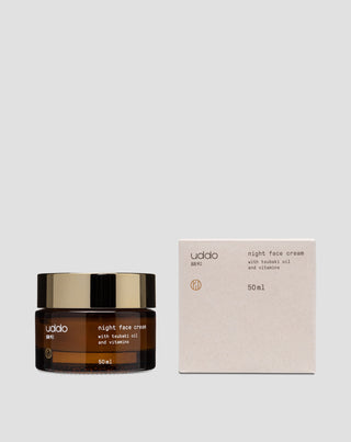 Hydratačný nočný krém na tvár s kakaovým maslom, tsubaki olejom a aloe Uddo - 3
