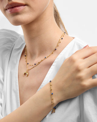 Pozlátený náhrdelník z prírodného kameňa lapis lazuli s polmesiacom Mys_2 - 2