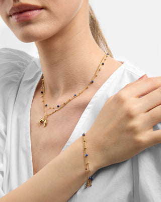 Pozlátený náramok z nehrdzavejúcej ocele s lapis lazuli Mys_1 - 2