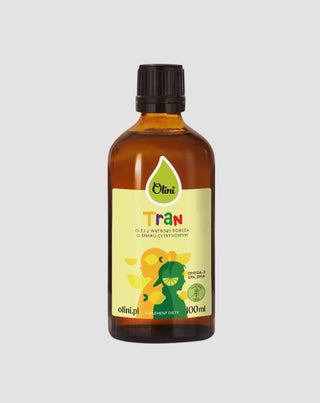 Tran pre deti s vysokým obsahom vitamínov a omega-3 s citrónovou príchuťou Olini - 1