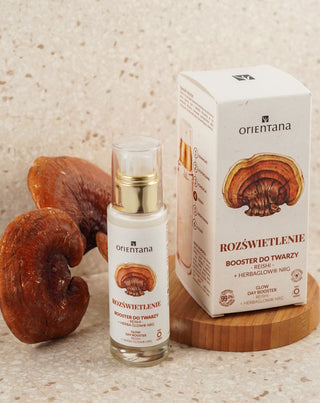 Rozjasňujúci booster s adaptogénmi Reishi a horskou ružou Orientana