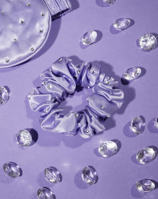 Hodvábna gumička do vlasov s kryštálmi – lilac Crystallove - 2