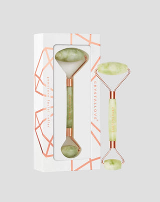 Jade roller Crystallove masážny prístroj na tvár – prírodný kameň mladosti - 1