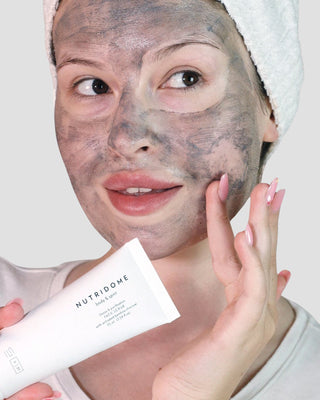 Detoxikačný peeling na tvár s aktívnym bambusovým uhlím a bielym ílom Nutridome - 2