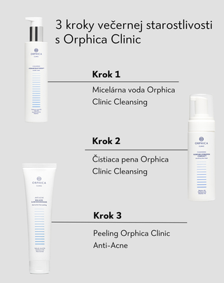 Pleťový peeling s niacínamidom, pantenolom, BHA a mikrogranulami Anti-Acne Orphica Clinic 100 ml