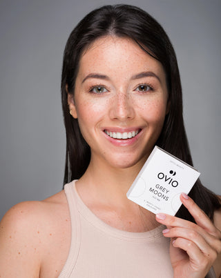 Šedé popolavé farebné kontaktné šošovky, nedioptrické mesačné, grey moons no. 1 Ovio - 2