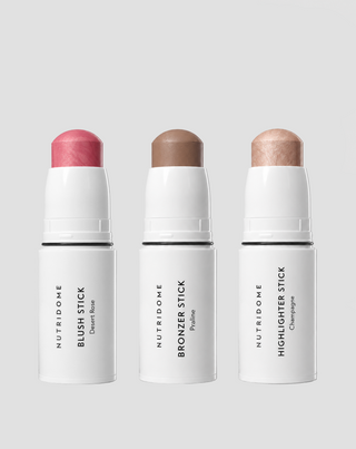 Sada na make-up a konturovanie tváre: bronzer, lícenka a highlighter v tyčinke, Nutridome