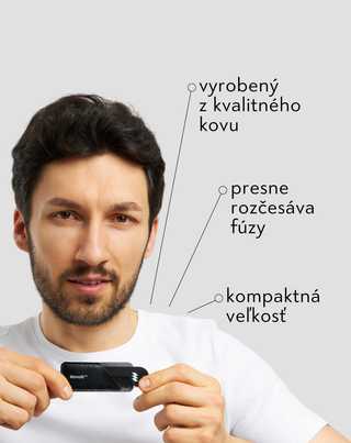 Kovový hrebeň na všetky typy a dĺžky fúzov Monolit