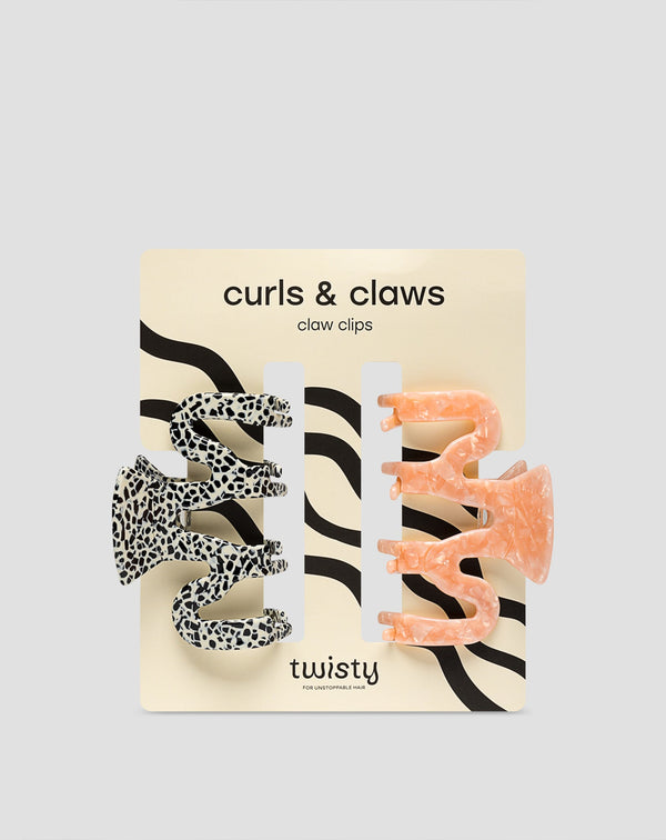 Sada veľkých štipcov do vlasov  – ružový a mramorový Twisty 2 ks