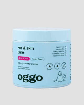 doplnok stravy fur &amp; skin karma pre psy pre krásnu srsť a zdravú pokožku oggo 180 g