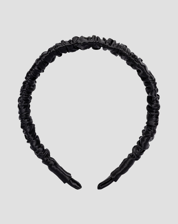 Hodvábna čelenka do vlasov zo 100 % prírodného hodvábu čierna Twisty