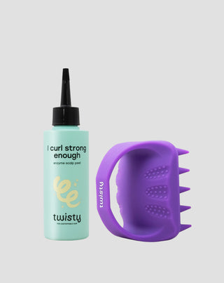Súprava silikónový masážer + enzýmový peeling na čistenie a stimuláciu mikrocirkulácie pokožky hlavy Twisty - 1