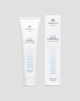 Pleťový peeling s niacínamidom, pantenolom, BHA a mikrogranulami Anti-Acne Orphica Clinic 100 ml
