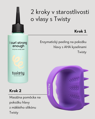 Súprava silikónový masážer + enzýmový peeling na čistenie a stimuláciu mikrocirkulácie pokožky hlavy Twisty - 4